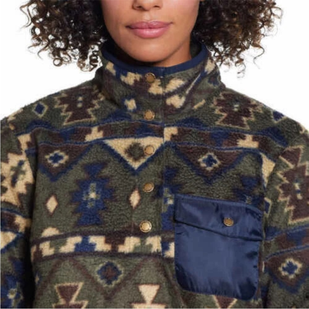 Weatherproof Utility Jacket in Green and Blue Pattern